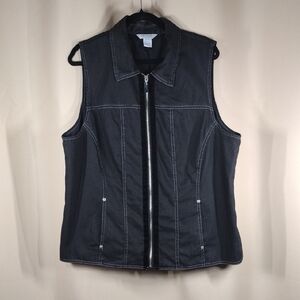 City Blues Koret Plus Size Jeans Black Cotton Streetwear Casual Biker Denim Vest